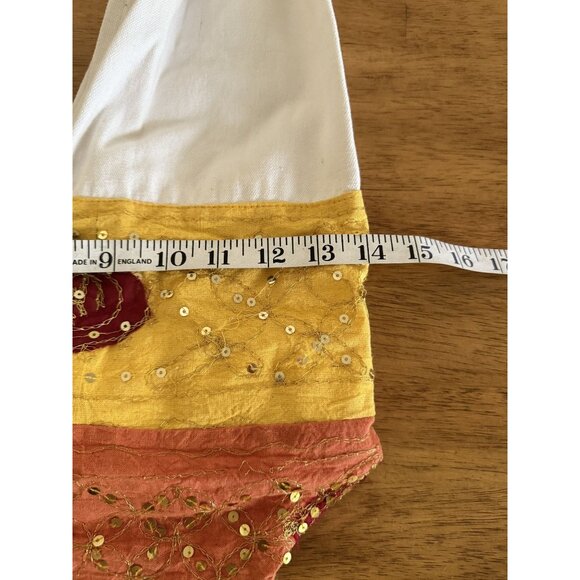 Handcrafted Boho Shoulder Bag With Sequin & Embroidery Accents Button Closure - Picture 5 of 9